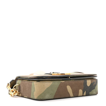 Saint Laurent Suede Monogram University Camouflage Shoulder Bag Green 4 of 11