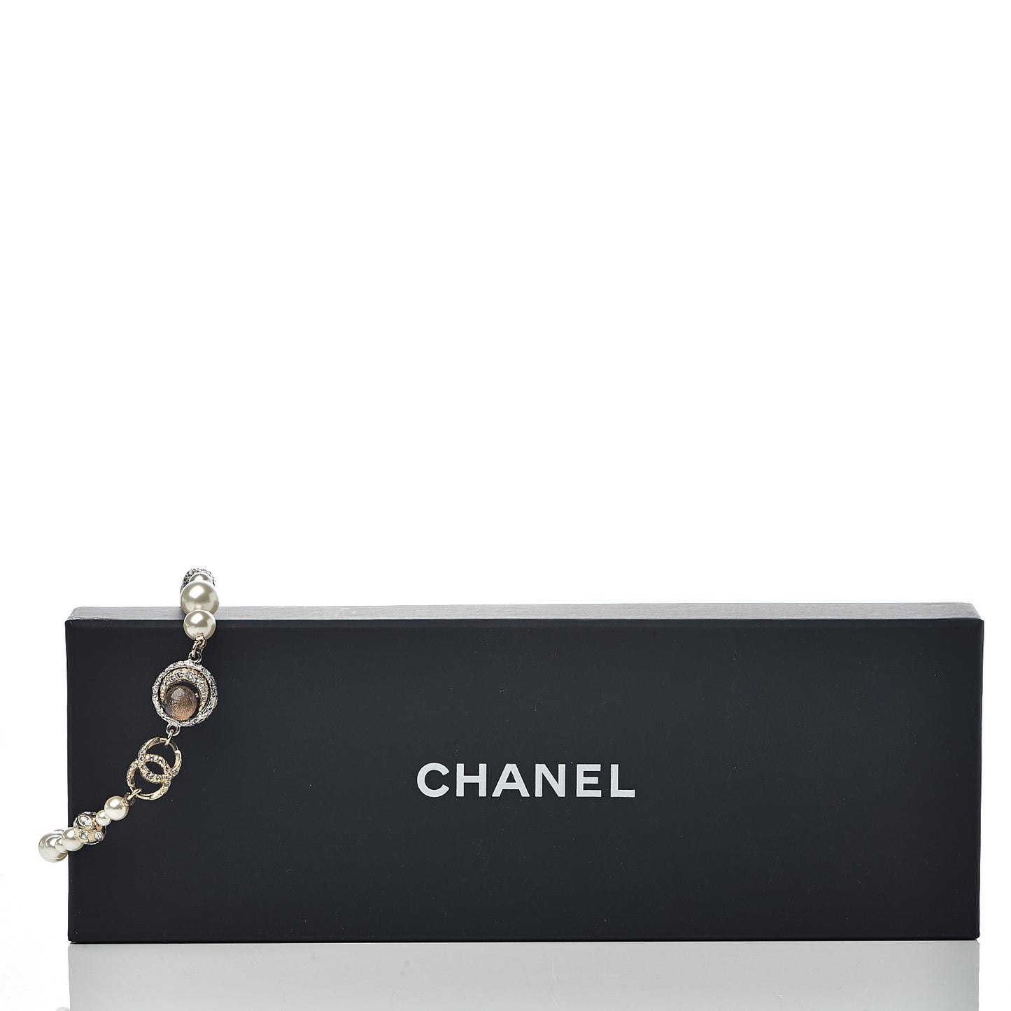 Pearl Crystal CC Moon Bracelet Gold