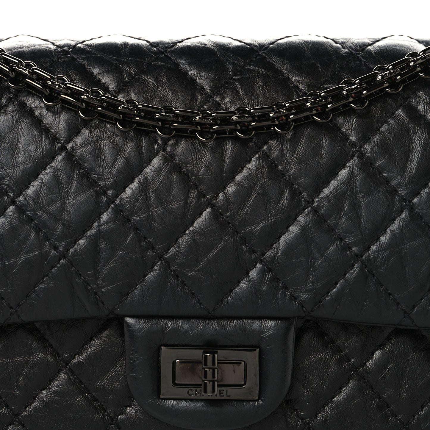 Aged Calfskin Quilted 2.55 Reissue 225 Flap So Black