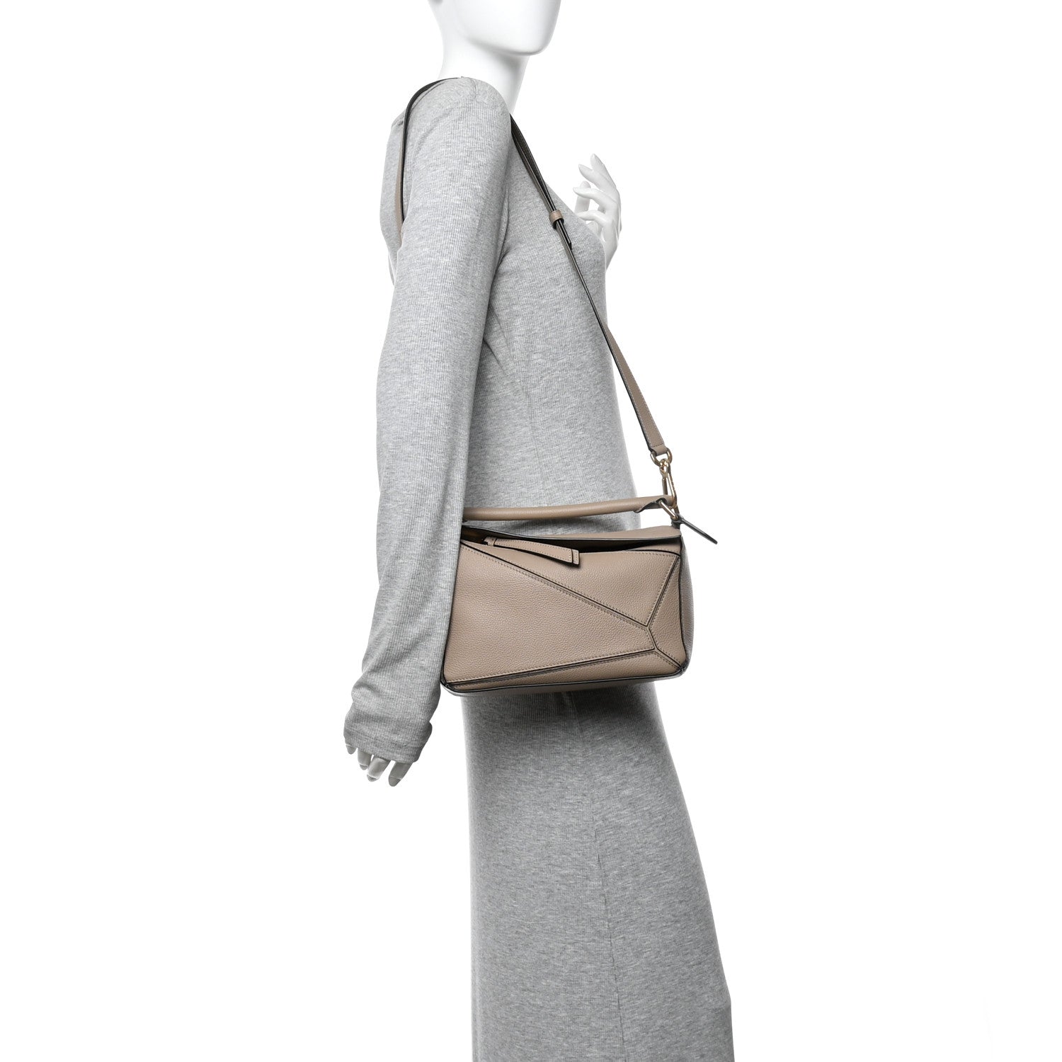 Loewe Grained Calfskin Small Puzzle Bag Sand 2 of 10