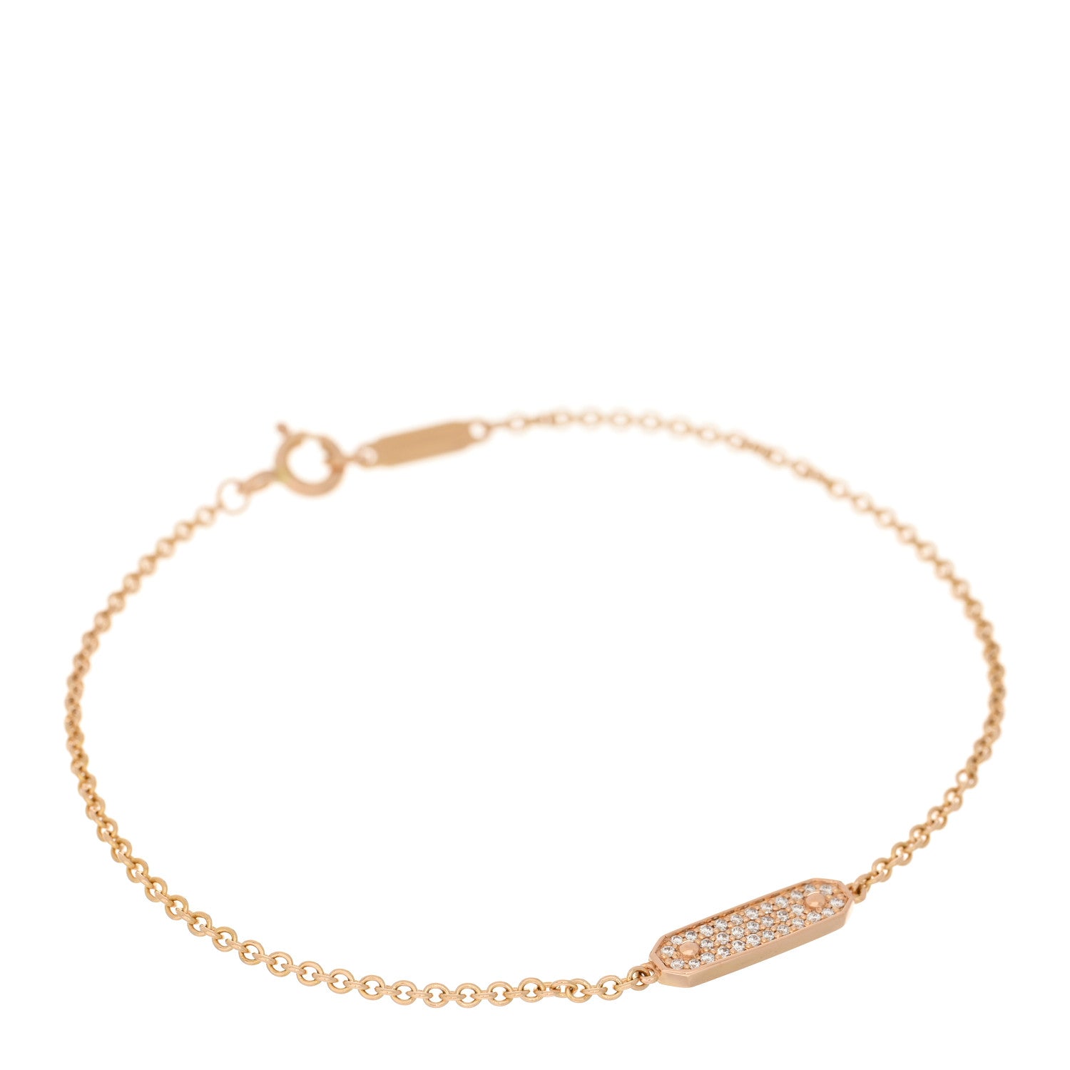 Tiffany 18K Rose Gold Diamond Tag Chain Bracelet 1 of 3