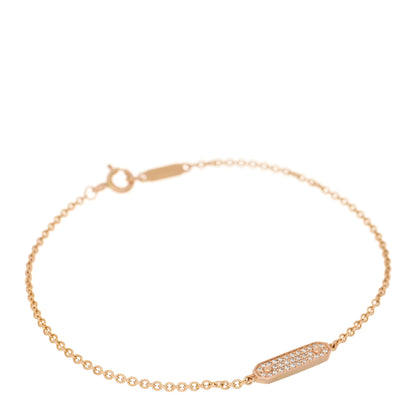 Tiffany 18K Rose Gold Diamond Tag Chain Bracelet 1 of 3