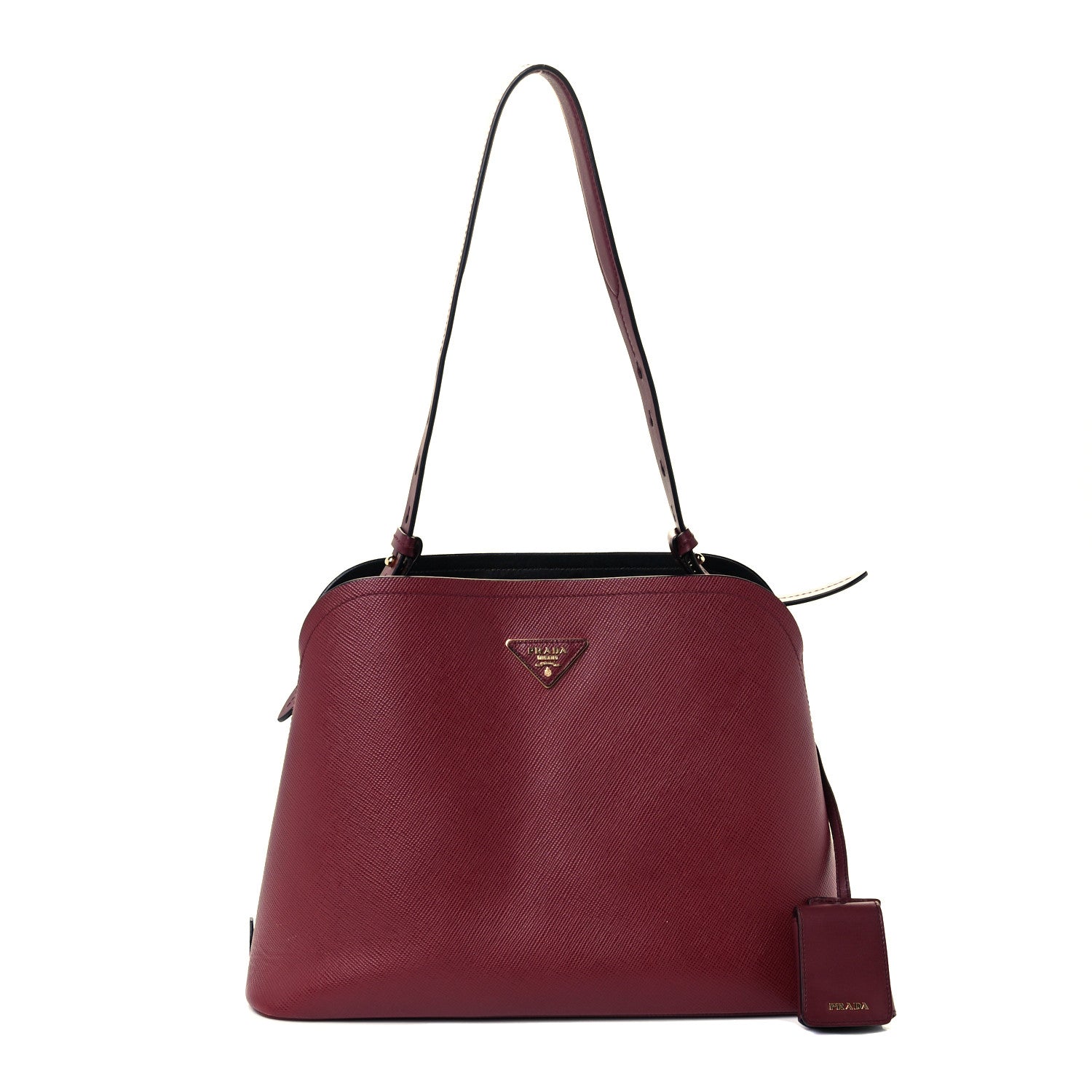 Prada Saffiano Cuir Matinee Tote Cherry Black 1 of 10