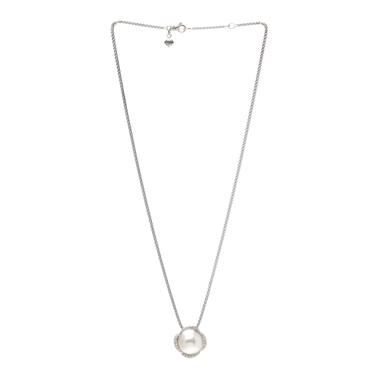 Sterling Silver Pearl Diamond Continuance Pendant Necklace
