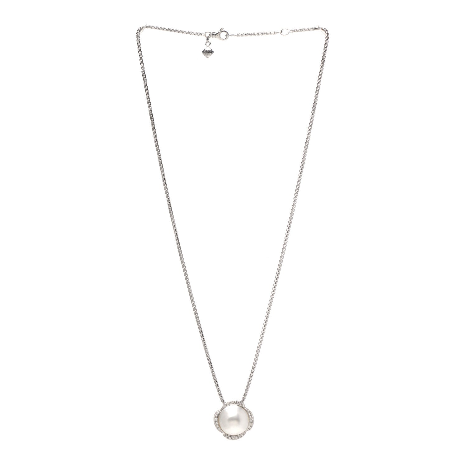David Yurman Sterling Silver Pearl Diamond Continuance Pendant Necklace 3 of 5