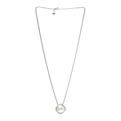 David Yurman Sterling Silver Pearl Diamond Continuance Pendant Necklace 3 of 5