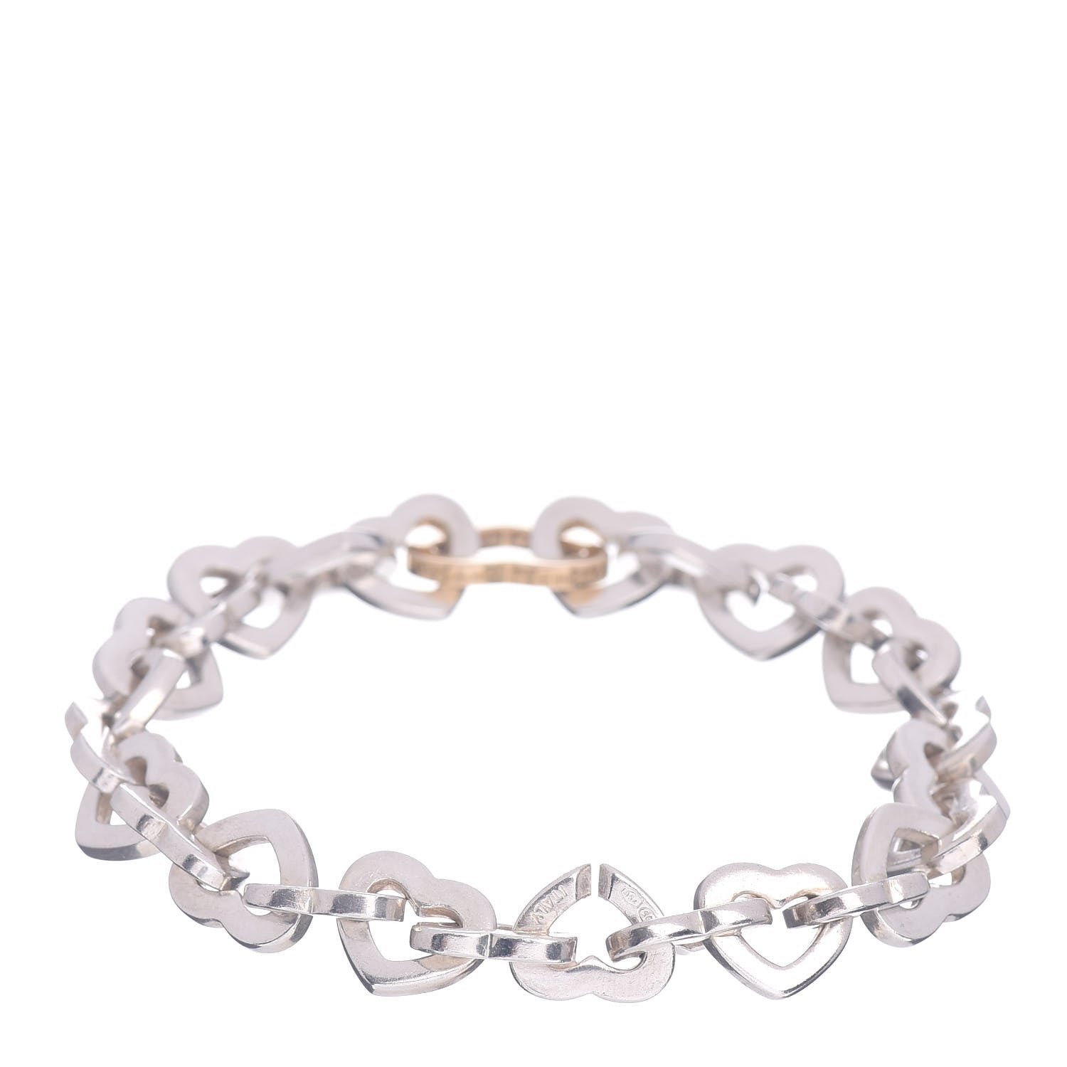 Tiffany Sterling Silver 18K Yellow Gold Heart Links Bracelet 3 of 4