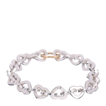 Tiffany Sterling Silver 18K Yellow Gold Heart Links Bracelet 3 of 4