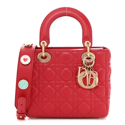 Christian Dior Lambskin Cannage Small Lucky Badges My Lady Dior Red 1 of 12