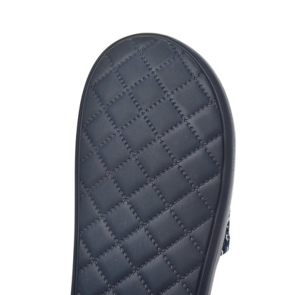 Chanel Tweed Rubber CC Flat Mules 36 Navy 13 of 14
