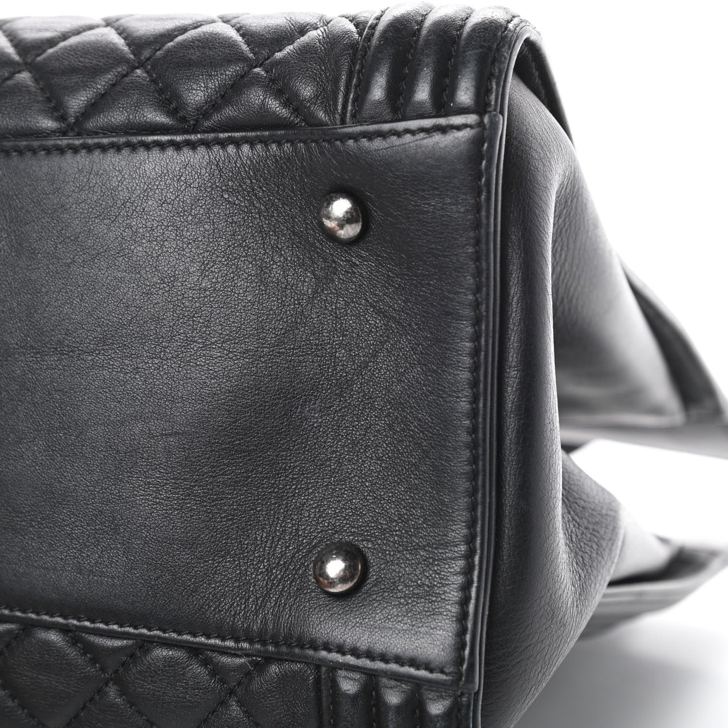 Lambskin Quilted Boy Shopping Tote Black