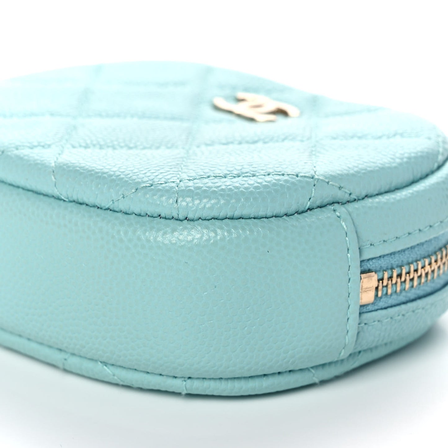 Caviar Quilted Zip Around Classic Coin Purse Light Blue