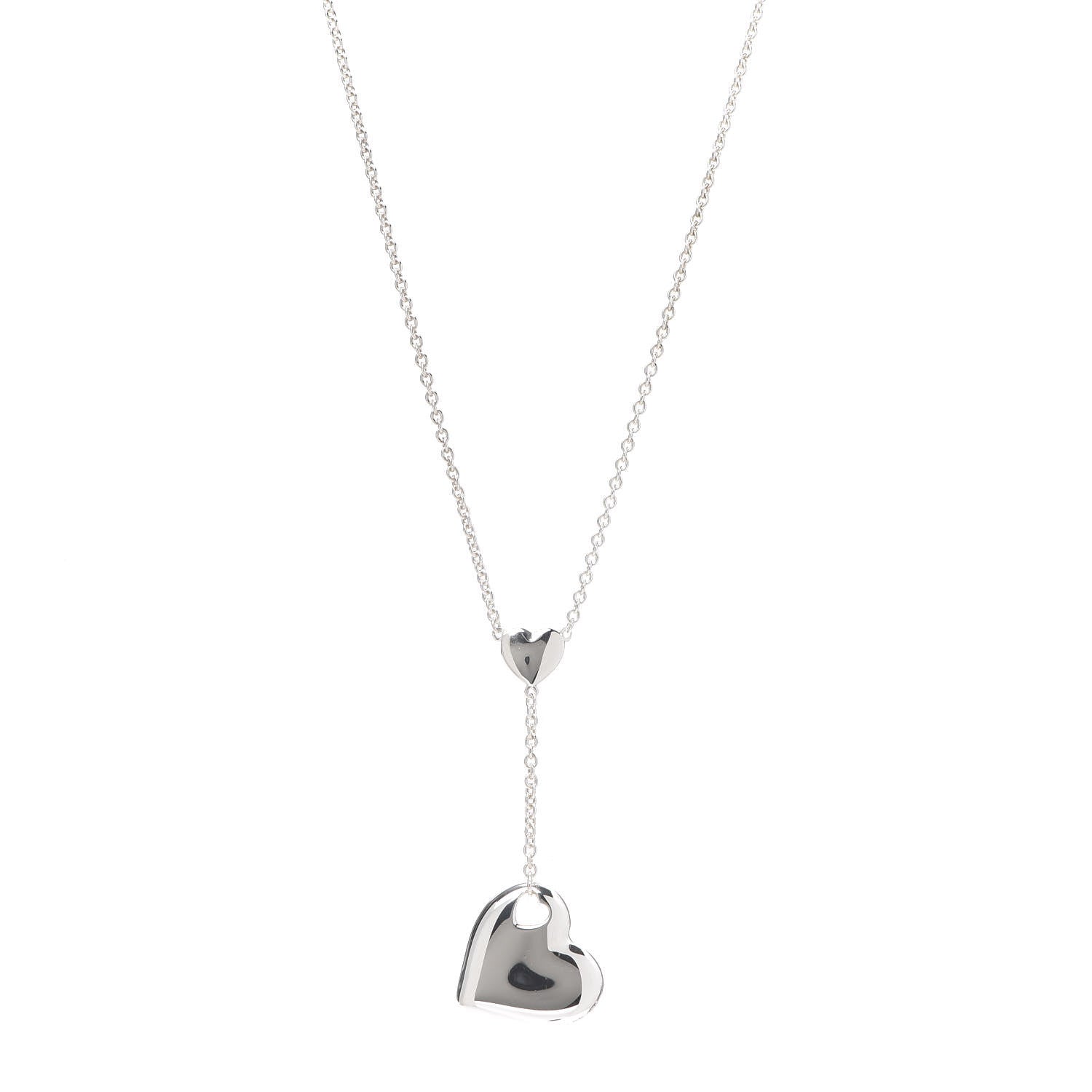 Tiffany Sterling Silver Double Heart Cutout Pendant Necklace 1 of 6