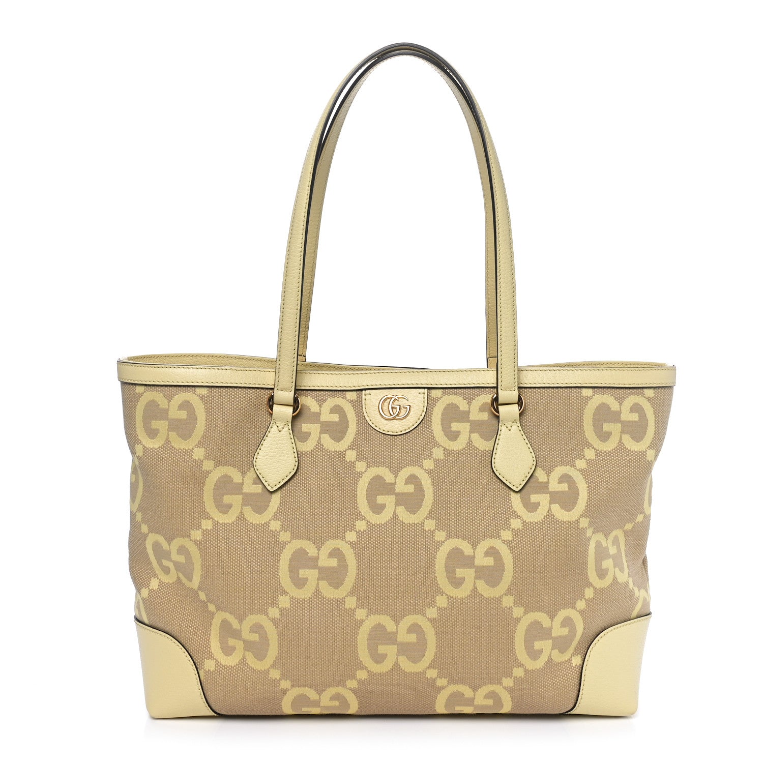 Gucci Monogram Jumbo GG Textured Dollar Calfskin Medium Ophidia Shopping Tote Beige Yellow 1 of 10