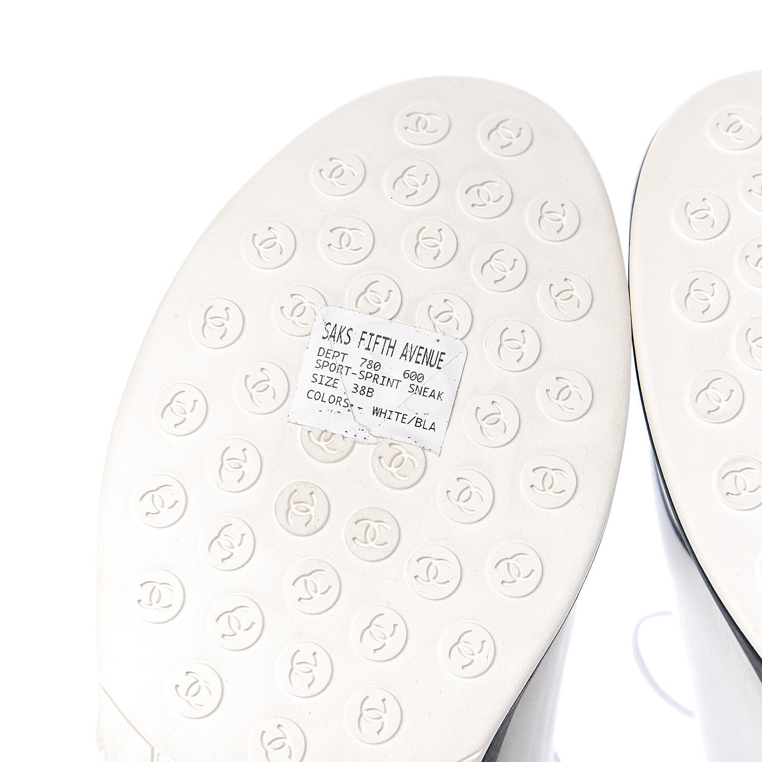 Chanel Lycra Womens CC Sneakers 38 White Black 8 of 10