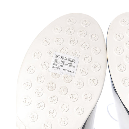 Chanel Lycra Womens CC Sneakers 38 White Black 8 of 10