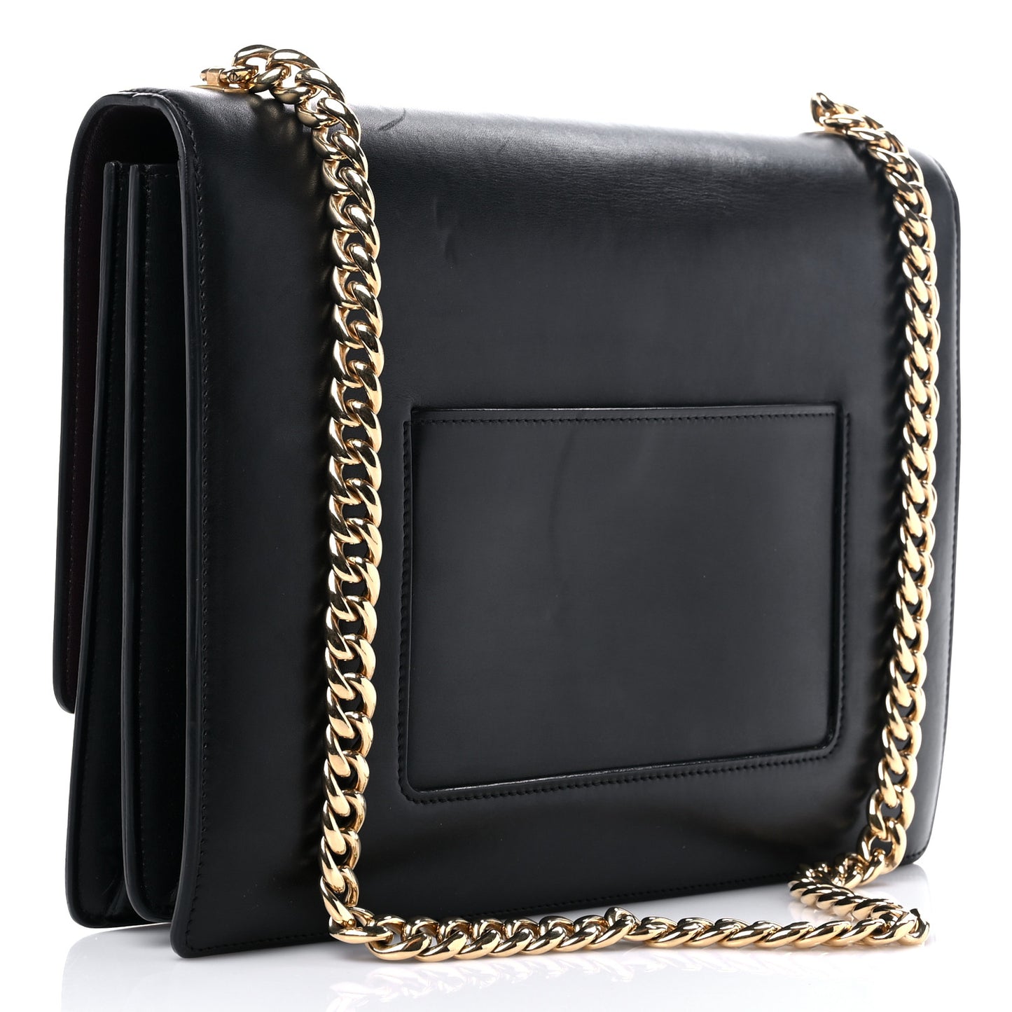 Smooth Calfskin Large Case Chain Flap Black