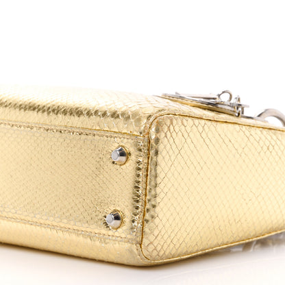 Christian Dior Metallic Snakeskin Mini Lady Dior Gold 10 of 14