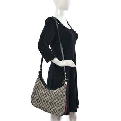 Gucci GG Supreme Monogram Textured Calfskin Web Large Attache Shoulder Bag Beige Blue 2 of 8
