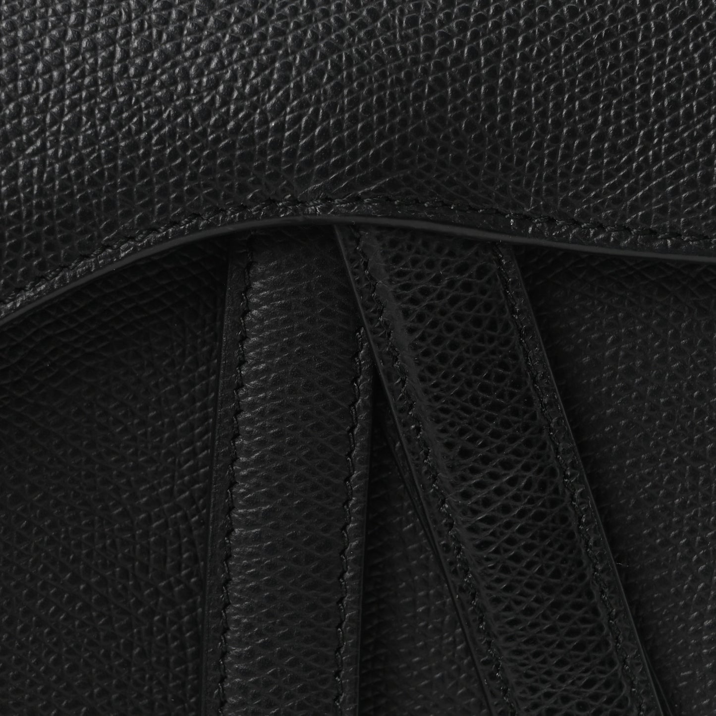 Grained Calfskin Mini Saddle Bag Black