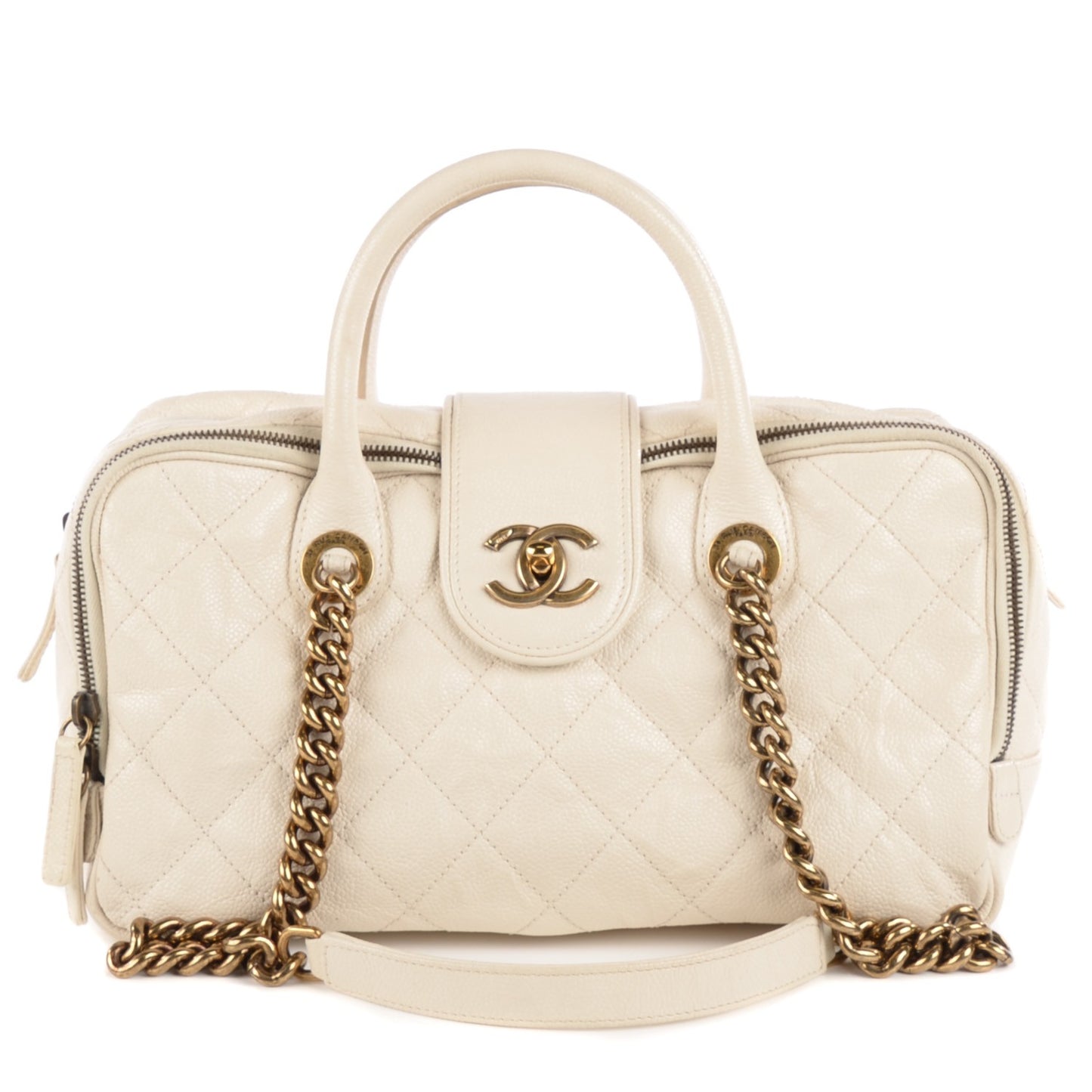 Crumpled Grained Calfskin Shiva Bowler White