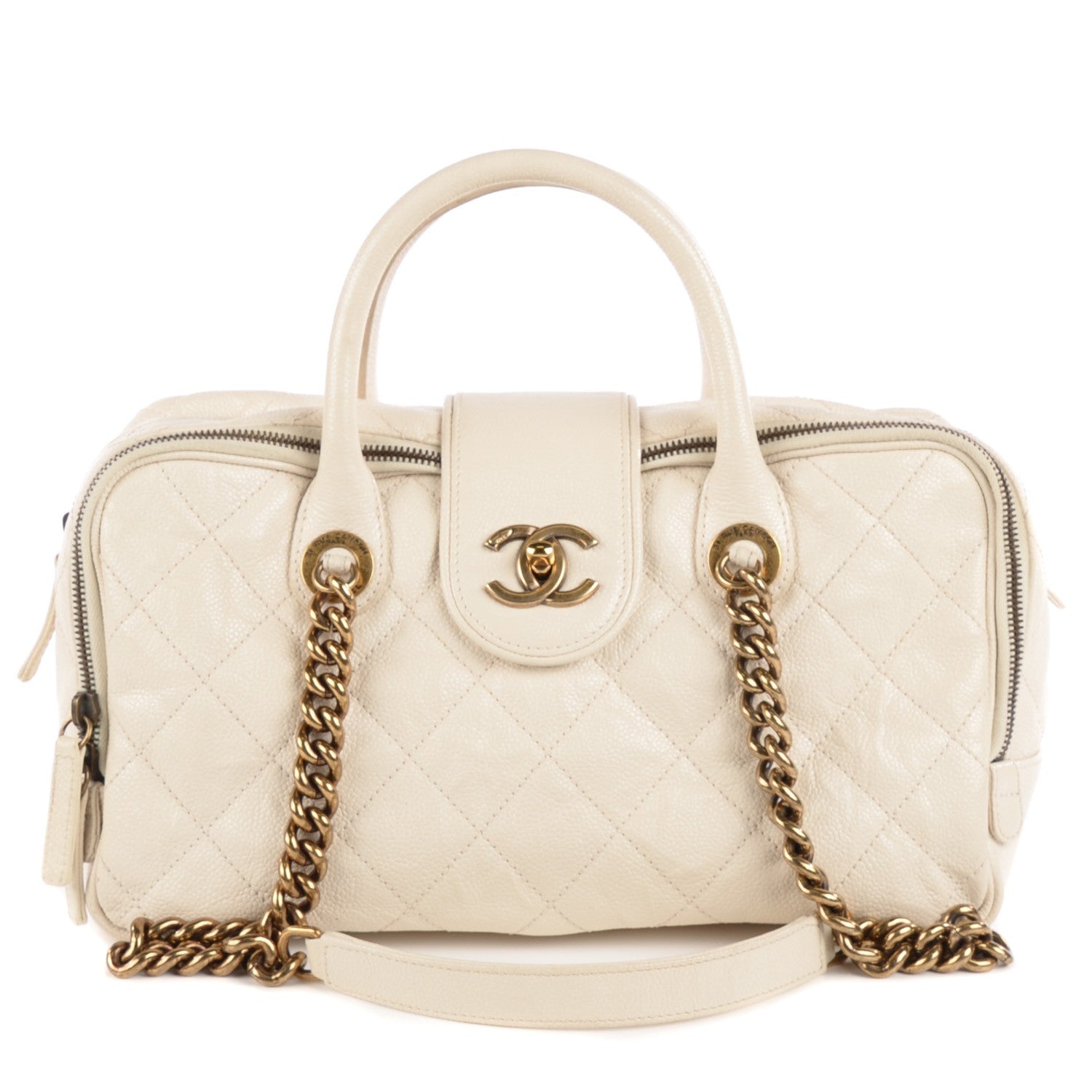 Chanel Crumpled Grained Calfskin Shiva Bowler White 1 of 9