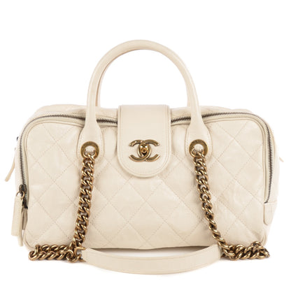 Chanel Crumpled Grained Calfskin Shiva Bowler White 1 of 9