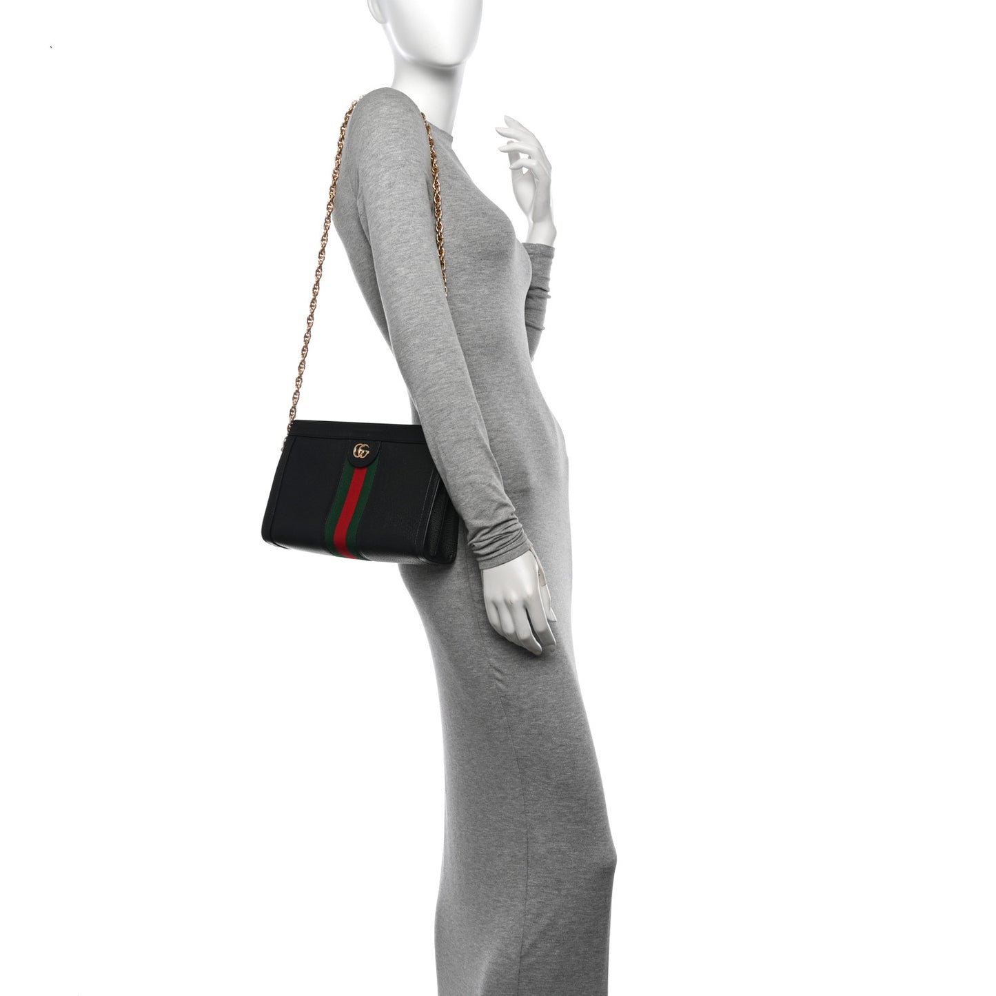 Calfskin GG Web Small Ophidia Chain Shoulder Bag Black
