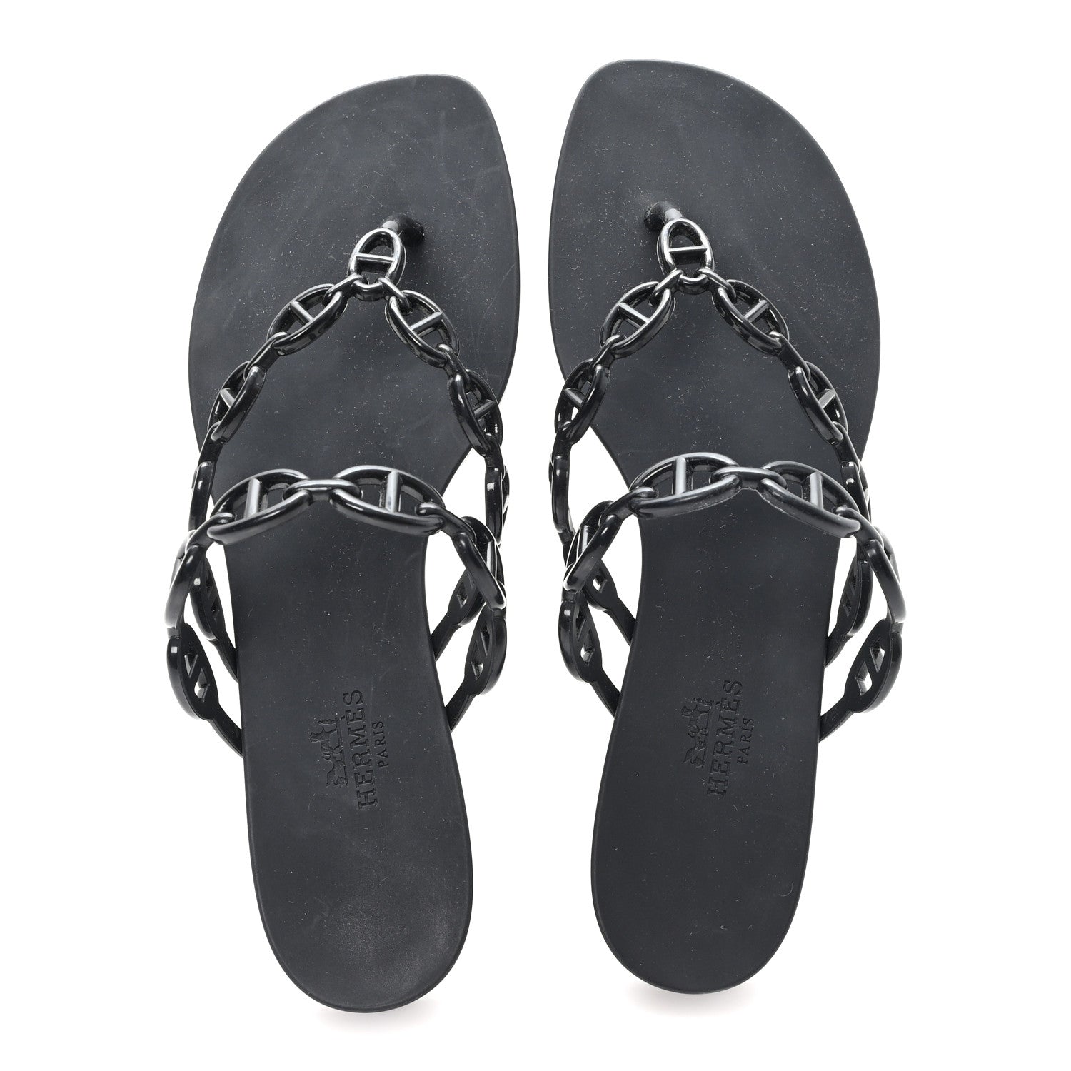 Hermes Rubber Chaine d'Ancre Island Sandals 38 Black 2 of 10
