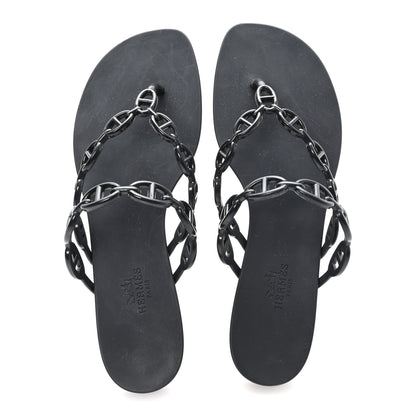 Hermes Rubber Chaine d'Ancre Island Sandals 38 Black 2 of 10