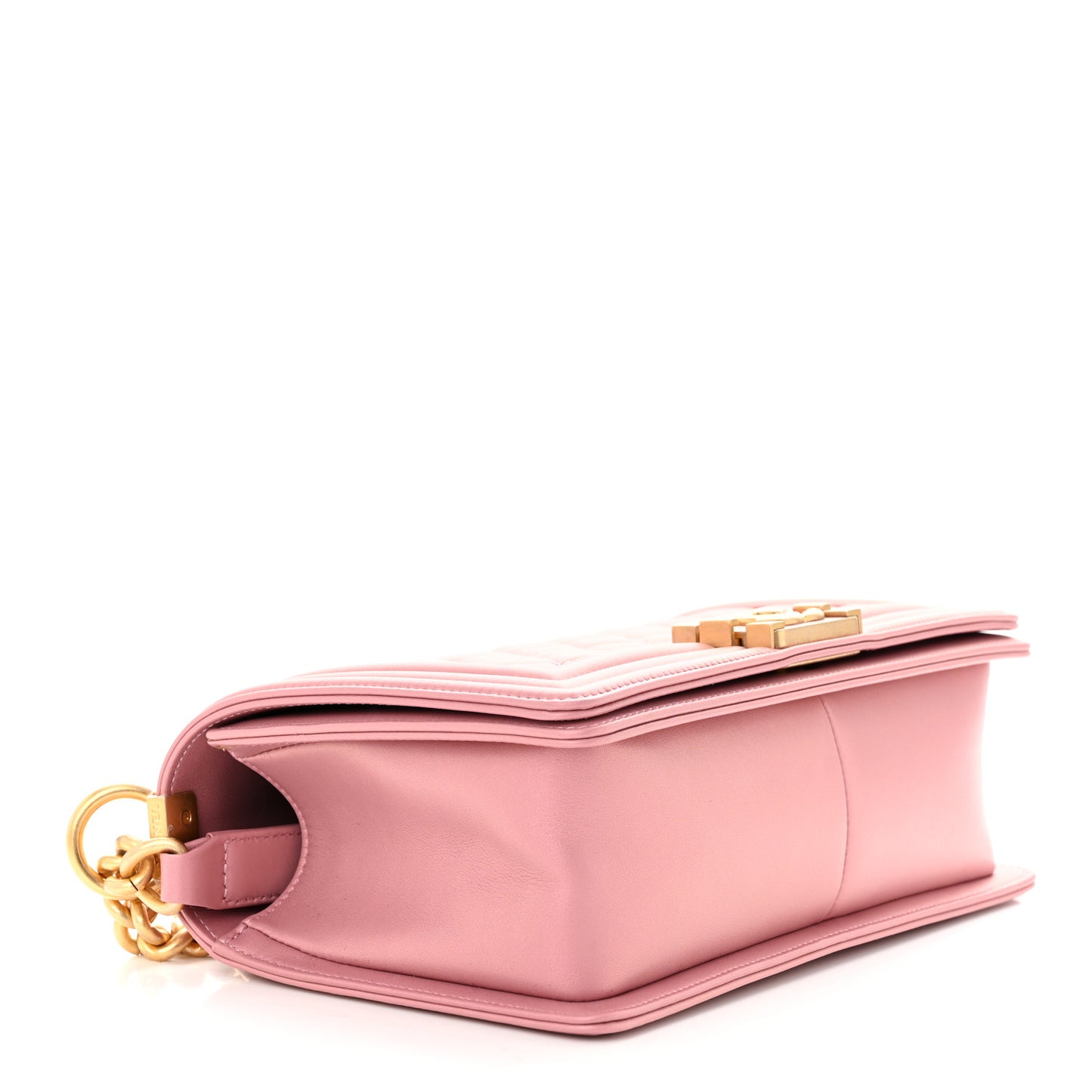 Metallic Calfskin Quilted Medium Boy Flap Pink