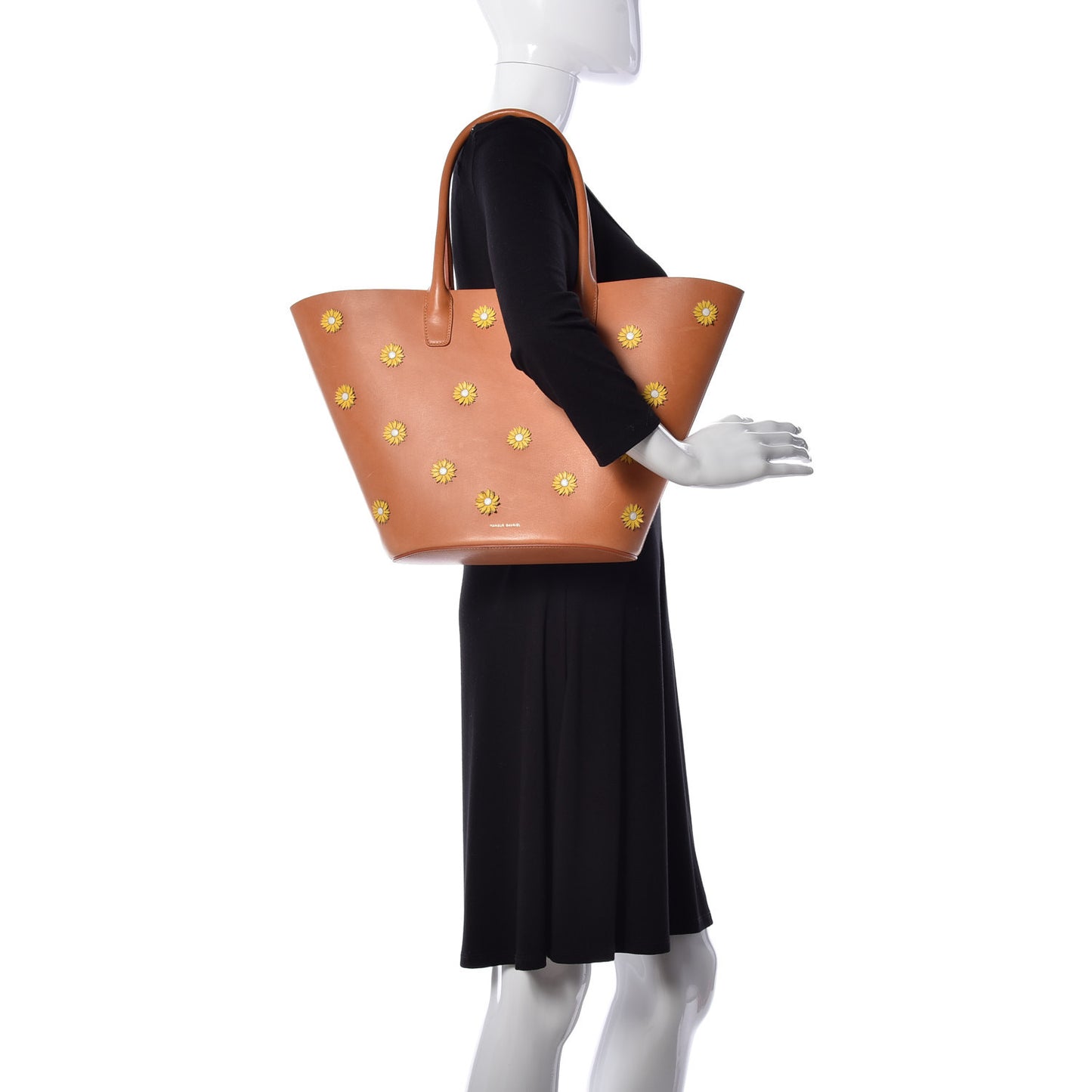 Calfskin Daisy Triangle Tote Camello