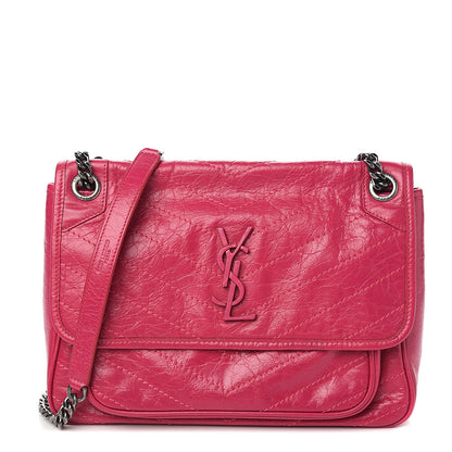 Saint Laurent Crinkled Calfskin Matelasse Monogram Medium Niki Chain Satchel Freesia 1 of 9