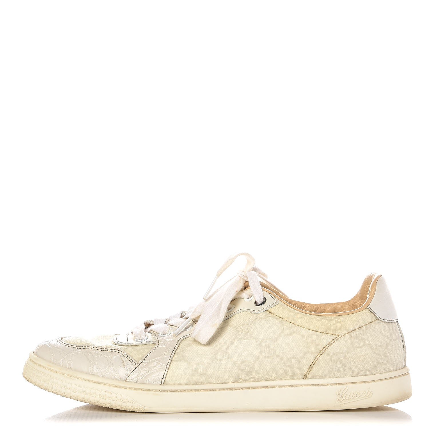 Gucci GG Plus Monogram Alligator Coda Low Sneakers 39.5 White 1 of 15