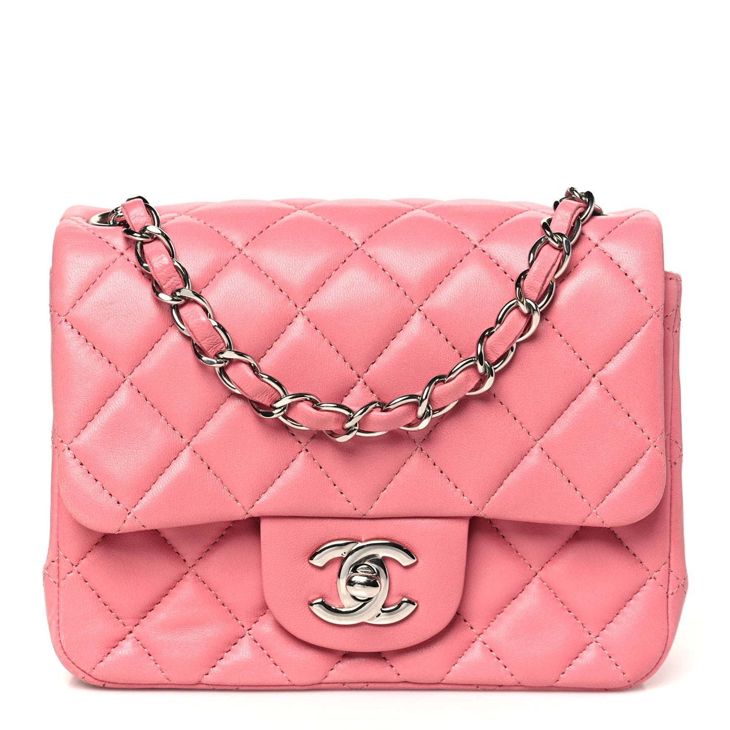 Lambskin Quilted Mini Square Flap Pink