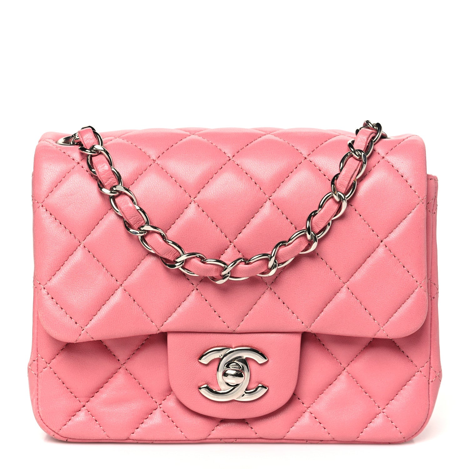 Chanel Lambskin Quilted Mini Square Flap Pink 1 of 10