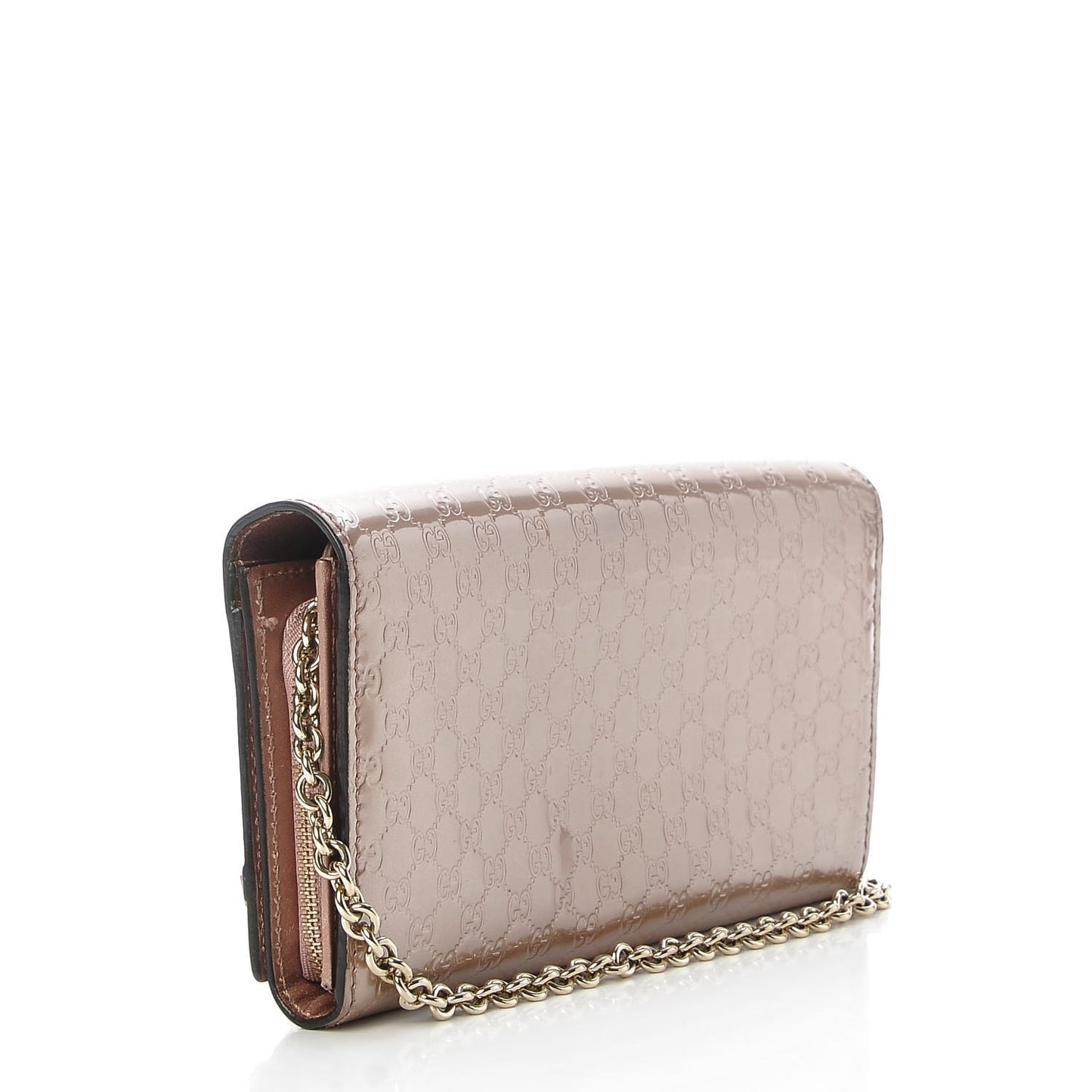 Microguccissima Signature Chain Wallet Rose Beige