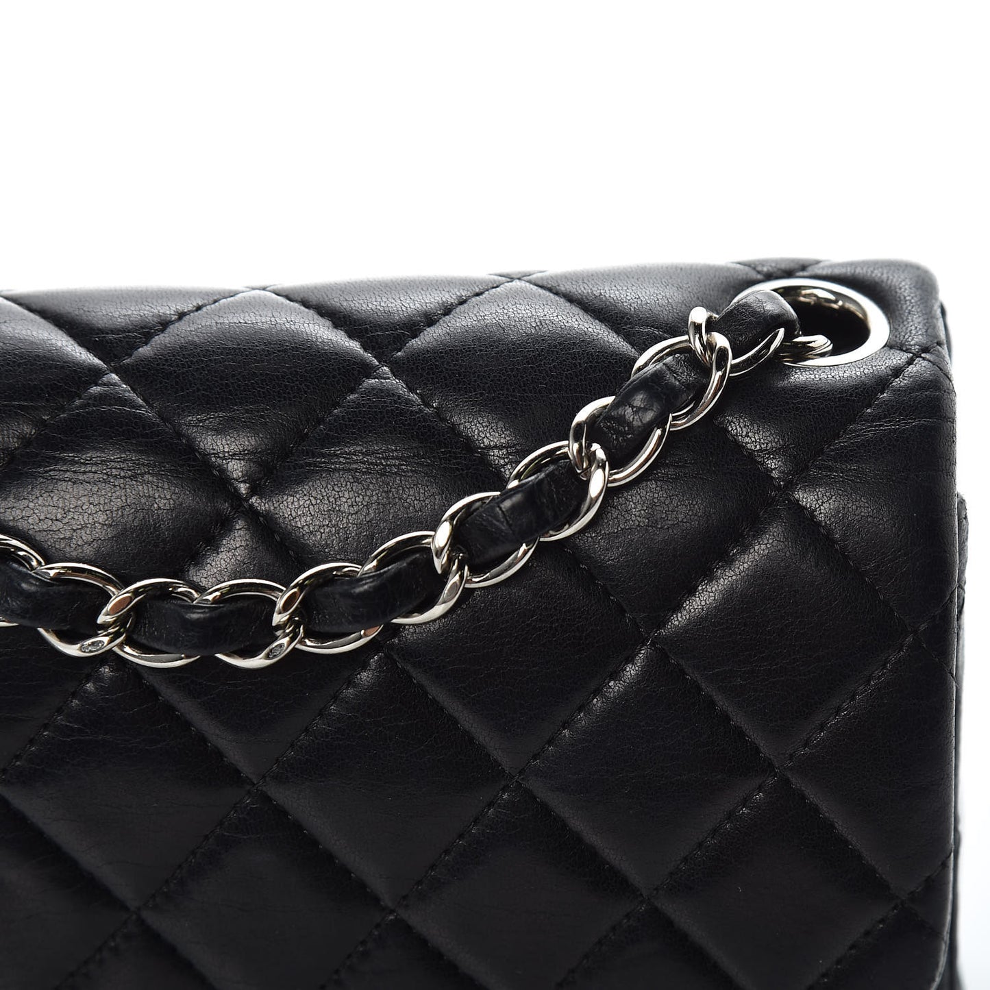 Lambskin Quilted Mini Square Flap Black