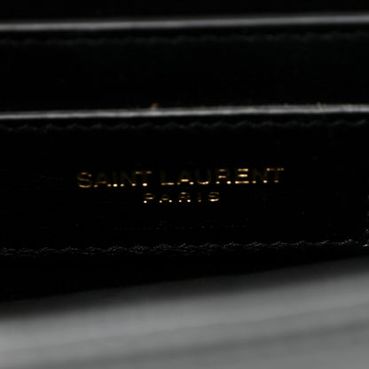 Saint Laurent Calfskin Crocodile Embossed Medium Classic Monogram Kate Tassel Satchel Black Black 6 of 9