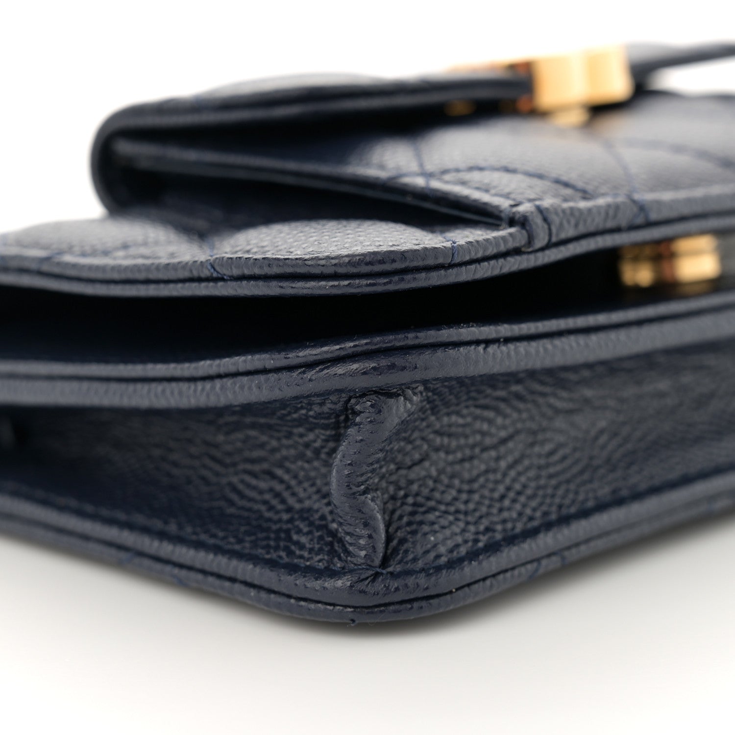 Chanel Caviar Quilted Pocket Twins Clutch With Chain Navy Blue 9 of 11