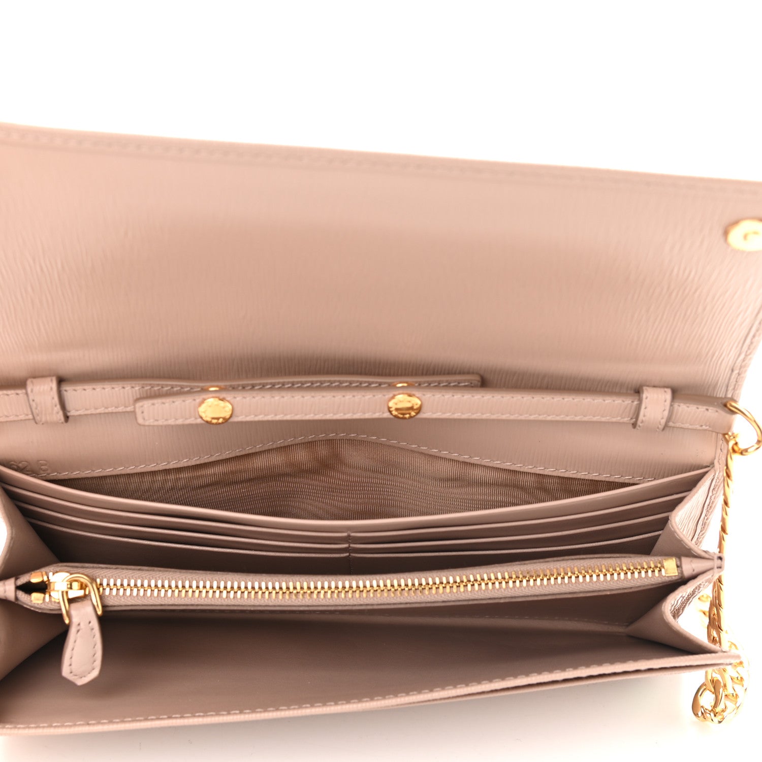 Prada Vitello Move Metal Oro Chain Wallet Cipria 3 of 8