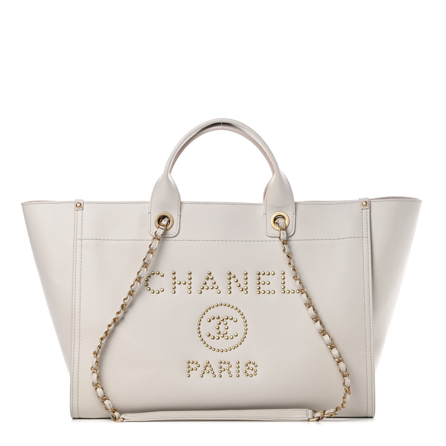Chanel Caviar Medium Studded Deauville Tote Beige 1 of 15