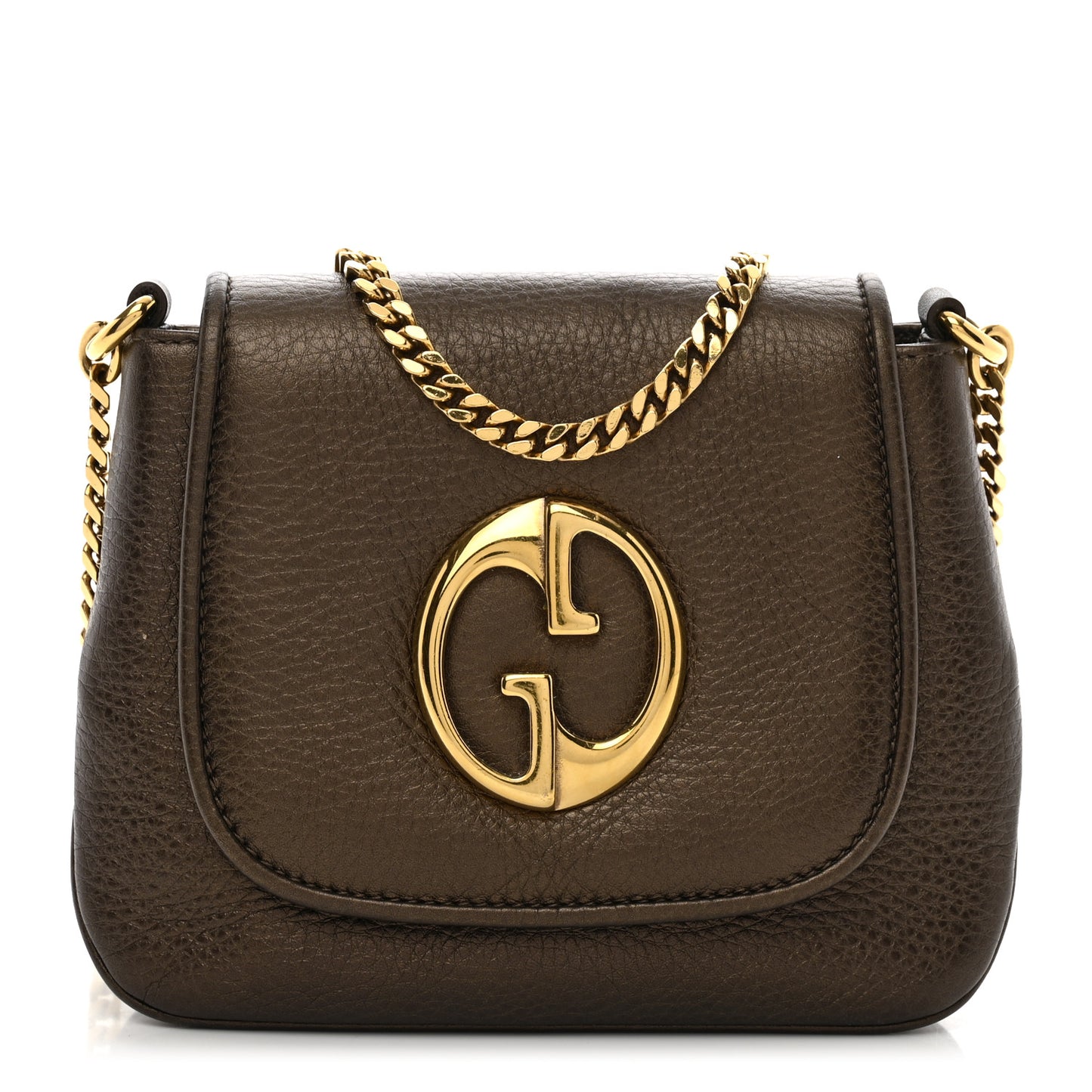 Metallic Pebbled Calfskin Small 1973 Chain Shoulder Bag Winter Leaf