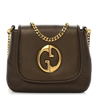 Gucci Metallic Pebbled Calfskin Small 1973 Chain Shoulder Bag Winter Leaf 1 of 10