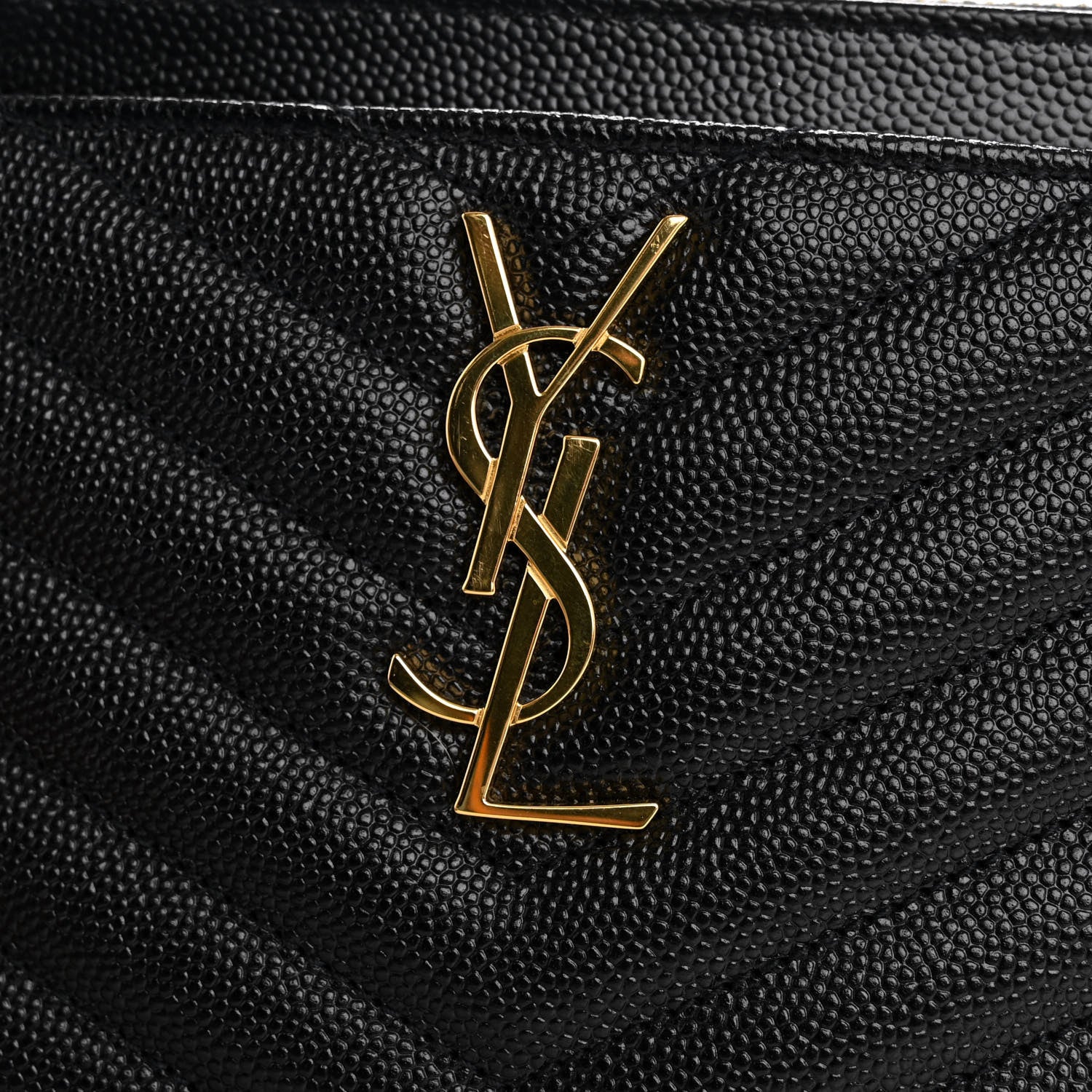 Saint Laurent Grain De Poudre Chevron Monogram Large Bill Pouch Black 10 of 10