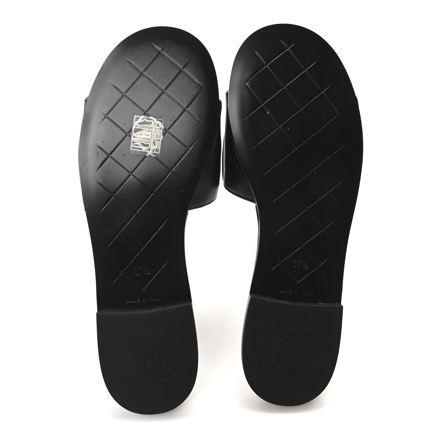 Lambskin Quilted Turnlock Flat Mules 37.5 Black