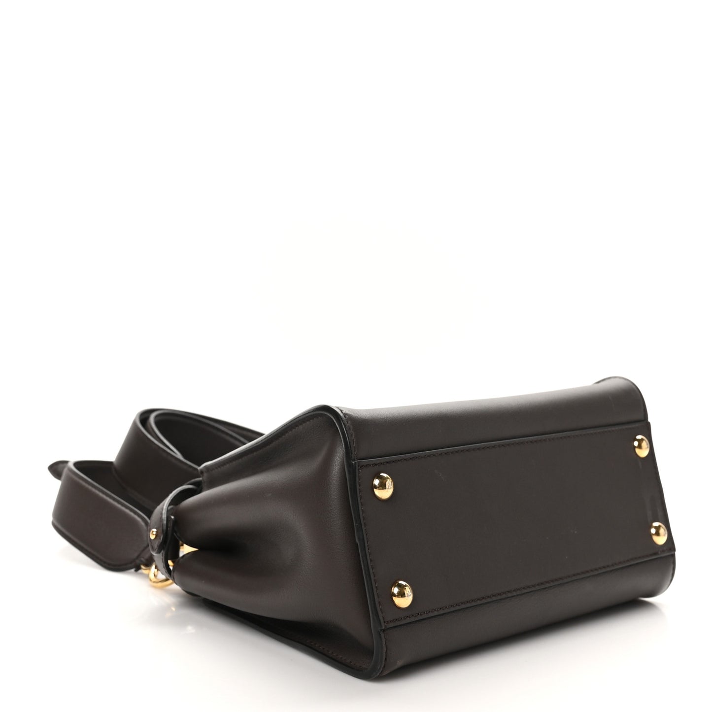 Vitello Seta Suede FF Mini Peekaboo Iconic Satchel Chocolate Sigaro Marrone