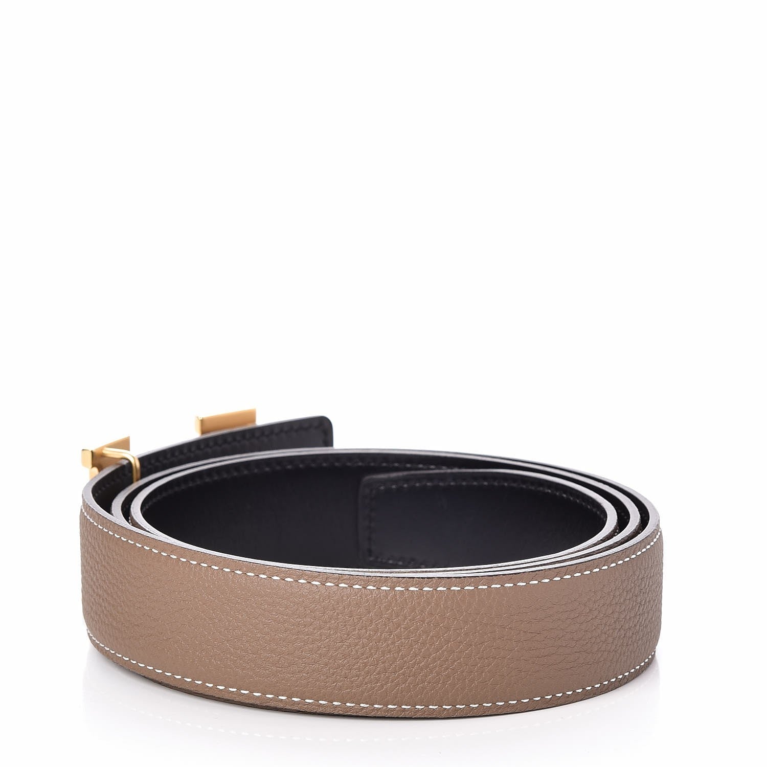 Hermes Box Togo 32mm H Belt 95 Black Etoupe 4 of 7