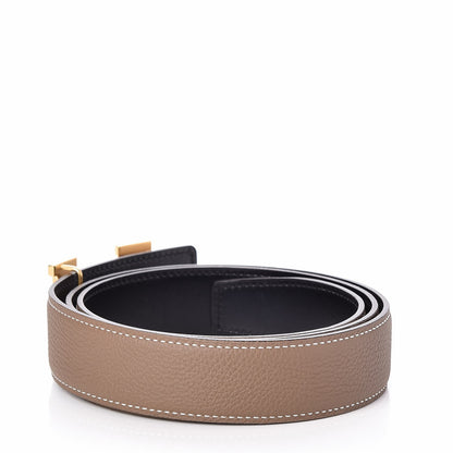 Hermes Box Togo 32mm H Belt 95 Black Etoupe 4 of 7