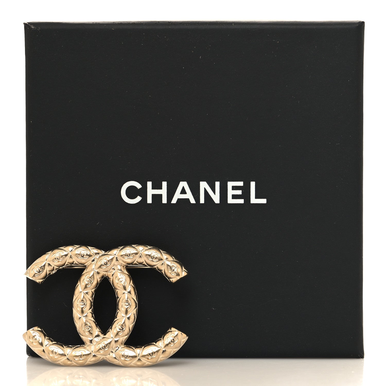 Chanel Metal CC Diamond Quilted Brooch Light Gold 4 of 4